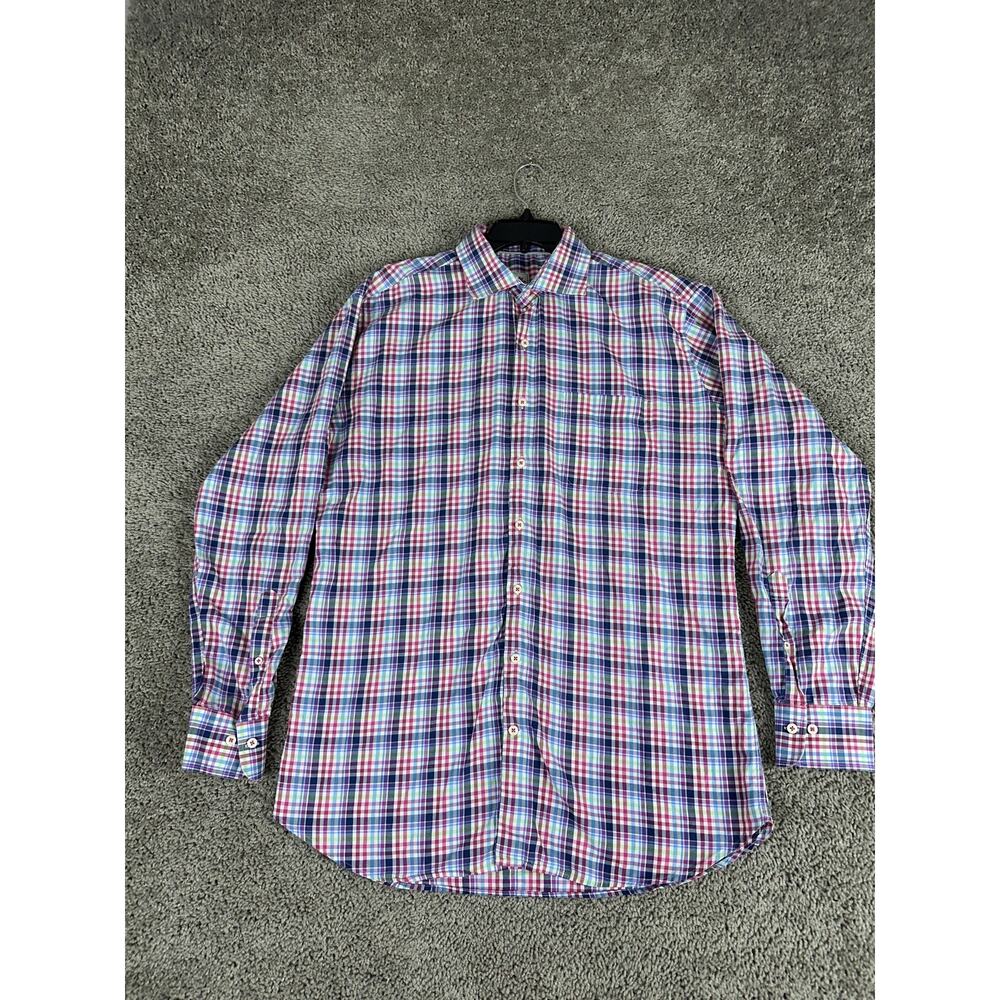 Peter Millar Shirt Mens Extra Large Plaid Multicolor Long Sleeve Button Up XL